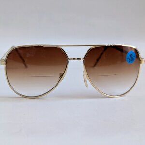 (NWT) Vintage 90's Aviator Metal Bi-Focal Reading Sunglasses (S. Gold)